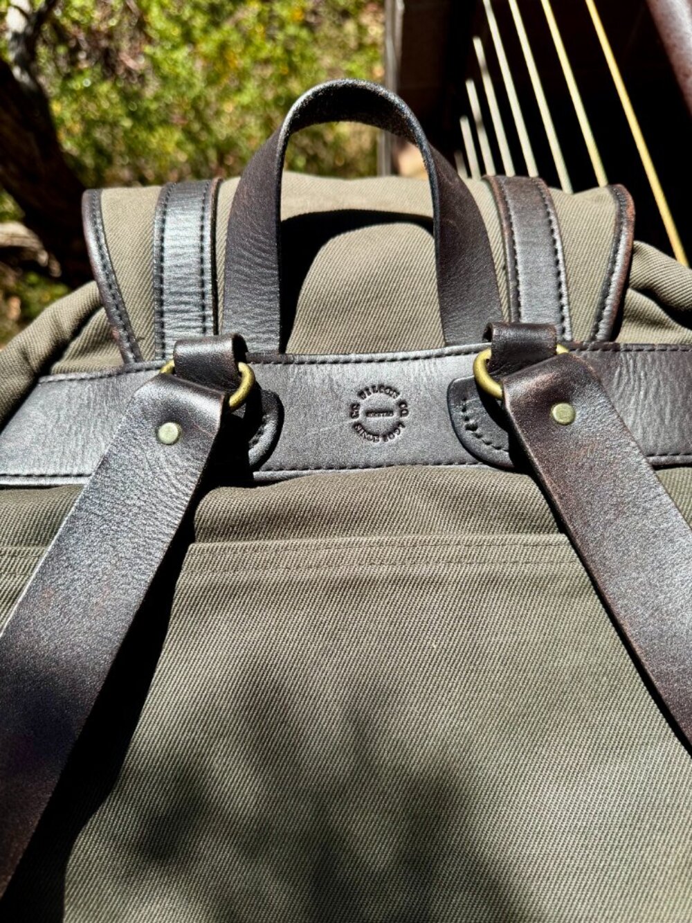 Filson Rucksack, Rugged Twill/Bridle Leather, Otter Green, Excellent Condition - Picture 6 of 10